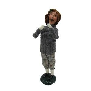 Byers Choice Carolers Mustache Victorian Man Beret Holly 1999 VTG Holiday XMAS